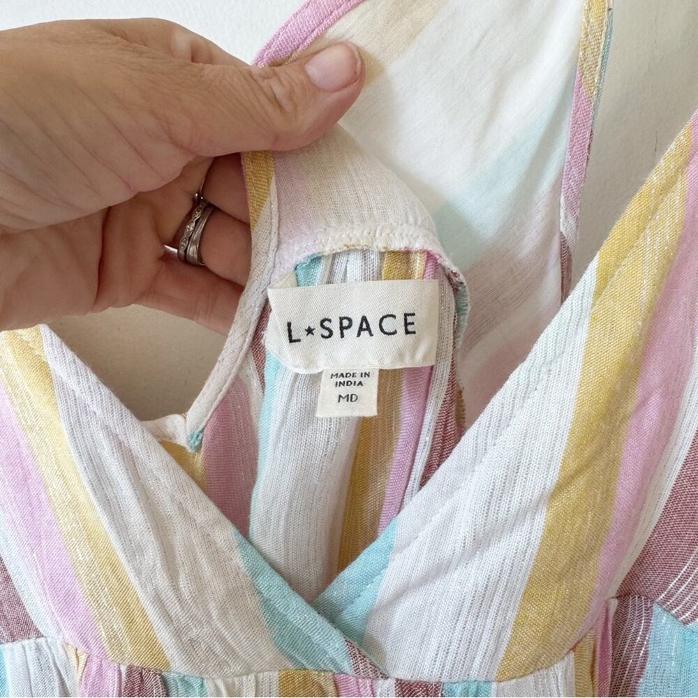 NWOT L*Space Isabella Metallic Almalfi Coast Striped Babydoll Dress Coverup M - Picture 9 of 13